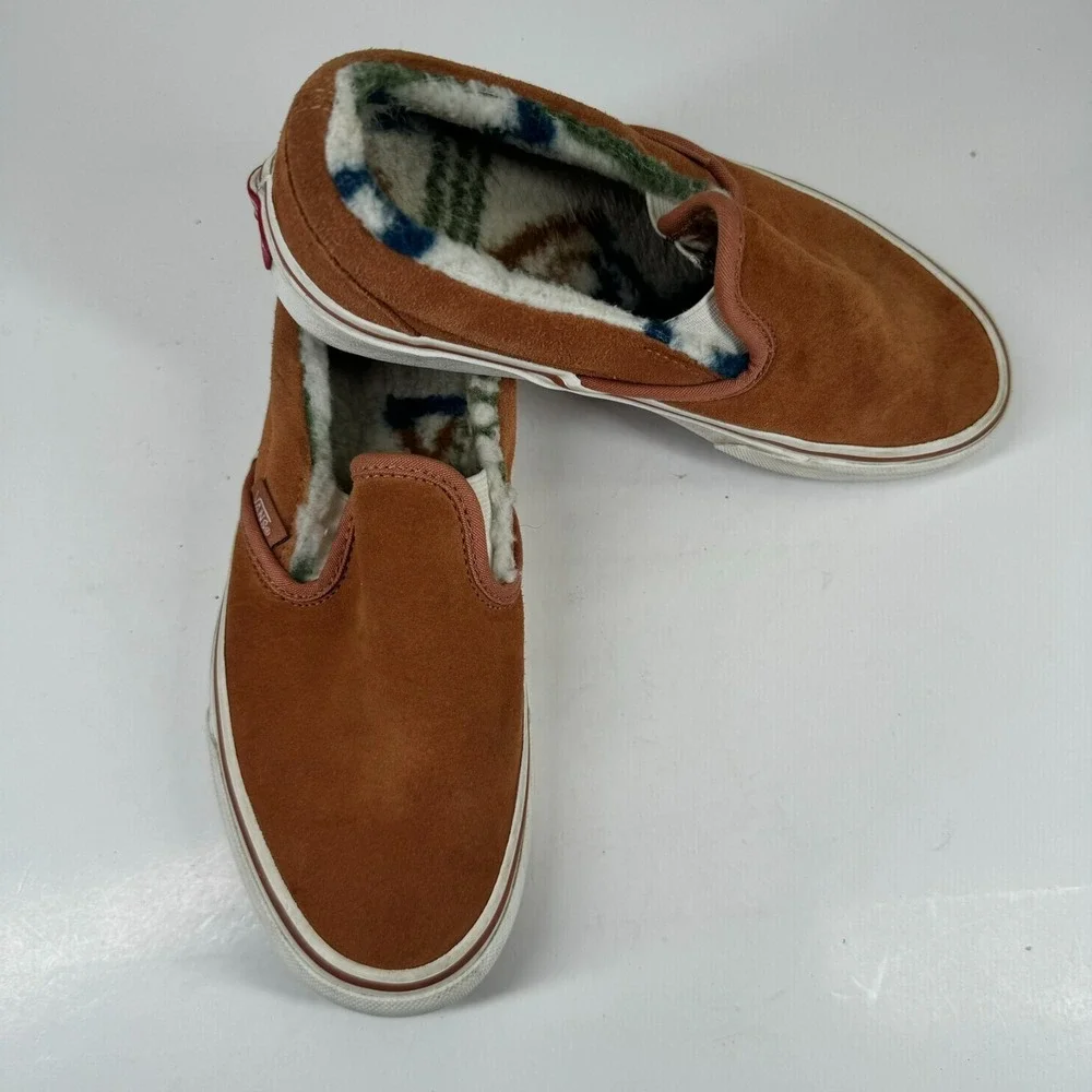 Vans Classic Slip-On Men's 5 Women's 6.5 Sunburn Marshmallow Suede Sherpa Shoes